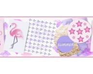 Okrajový dekoratívny nástenný pás 21cm/2,5m Flamingo