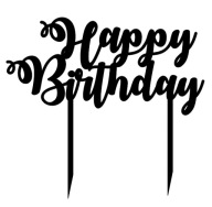 Topper Happy Birthday s dekorom nápisu PLEXI