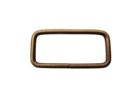 Kožený rám, obdĺžnik 40 / 16 / 3 mm, staré zlato, 1 kus