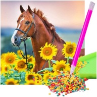 Diamantové vyšívanie HORSE Diamantová mozaika odrezaná DIAMANTOVÁ MALBA 5D Obrázok