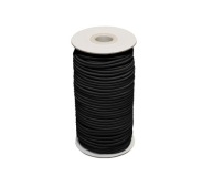 Okrúhla gumená pletená gumová šnúra, 3 mm, čierna, 5 m