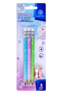 Jumbo ceruzka na učenie sa písať, 3 ks + strúhadlo Pastel Line Astra