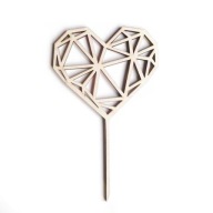Geometrické diamantové srdiečko svadobné topper 12cm