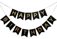BLACK HAPPY BIRTHDAY GARLAND 1,5M