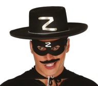 Čierna čiapka Zorro s písmenom Z pre dospelých
