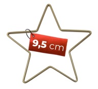 ZLATÁ kovová hviezda 9,5 cm s drôtenou obručou