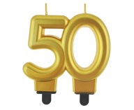 Narodeninová sviečka 50. zlaté výročie päťdesiat 50 ZLATÝCH za tortu