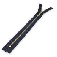 Ozdobný zips, tenký, čierny, 40 cm