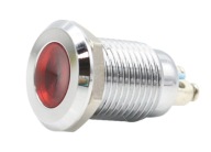 Kovová LED kontrolka 16mm 12V kovová červená