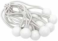 Gumový napínač s Ball Bungess, 10 ks, biely, 15 cm