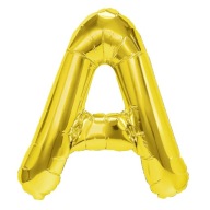 Zlatý fóliový balón v tvare A, 40 cm
