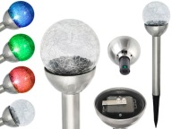 Záhradné solárne svietidlo KULA z matného SKLA, 2 LED, biela/farba P-482
