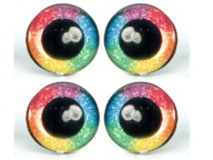 Glitter EYES pre maskotov, RAINBOW farebné oči, 16 mm, 4 KS