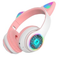 SLÚCHADLÁ PRE DETI BLUETOOTH LED RGB MAČACIE UŠI