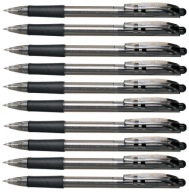 PENTEL BK417 výsuvné guľôčkové pero 10 KS, ČIERNA