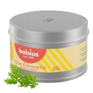 Sviečka v plechovke 49/80 Citronella žltá, ozdobný Bolsius pre KOMÁRE