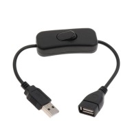 Predlžovací USB kábel s vypínačom, čierny