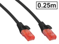 Cat.6 UTP patch kábel RJ45-RJ45 1:1 Cu AWG26 čierny 0,25m