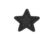 Nažehľovacia termo náplasť, trblietavá hviezda, 3,5 cm, čierna, 1 kus