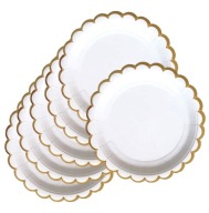 Jednorazové papierové taniere BIELA ​​retro ZLATÁ ELEGANTNÁ 6 ks.