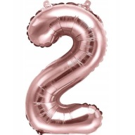 Fóliový balón číslo 2 ROSE GOLD narodeninové číslo DWA párty dekorácia 40cm