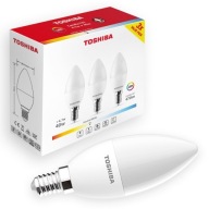 3x LED žiarovka E14 C37 4,7W = 40W 470lm 4000K neutrálna mliečna TOSHIBA