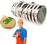 okrúhly NEODYMOVÝ MAGNET 10x1,5mm S PÁSKOM 3M - 10ks okrúhly