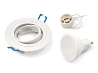 SET BIELE HALOGENOVÉ SVIETIDLÁ + LED ŽIAROVKA 1,5W + GU10 3000K