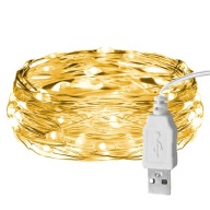 LED VIANOČNÉ SVIETIDLÁ REŤAZOVÁ GARLANDA VIANOČNÝ STROMEC USB 100LED 10m 2700K