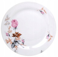 Porcelánový malý biely lacný dezertný tanier s kvetmi Sucha Róża 19cm Koko