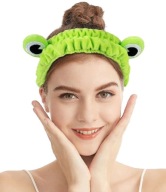 KOZMETICKÁ ZELENÁ MÄKKÁ ČELENKA DO VLASOV NA MAKEUP ŽABIA HLAVA