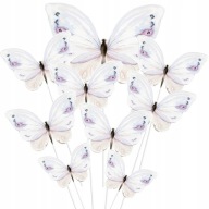 Topper BUTTERFLIES piker BIELA ​​1-99 BUTTERFLIES ozdoba na tortu svadba narodeniny 9ks