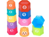 PYRAMID Cups STALKING TOWER Logická VEŽA Písmená Čísla Medvedík