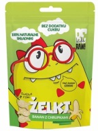 Zdravé banánové detské gumičky, bez cukru, bez želatíny, Purella s lupienkami 35 g