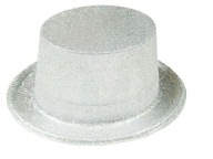 GLITTROVÝ STRIEBORNÝ KLOBÚK CYLINDER 53-58CM