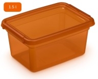 Oranžová plastová nádoba s vrchnákom, 1,5 l