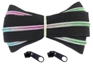 Dúhová špirálová páska na zips 5 mm ČIERNA 1 meter + 2 zipsy