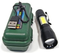 Malá taktická LED COB USB baterka