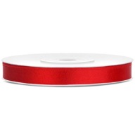 Saténová stuha, červená stuha, ROLKA 25m x 0,6cm