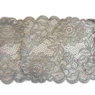 ŠTÝLOVÁ OZDOBNÁ ČIPKA 15CM, ELASTICKÁ, SIVÁ