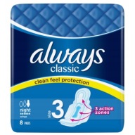 Hygienické vložky ALWAYS Classic Night s krídelkami 8 ks
