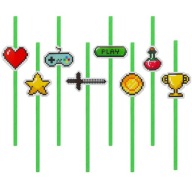 GAME ON minecraft papierové slamky TNT pixely GAMING narodeninová oslava 8 ks