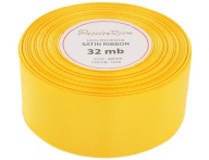 Ozdobná saténová stuha na ozdobu, 38mm, 32mb, tmavo žltá