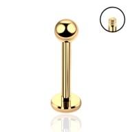 Náušnica Titanium GOLD Labret s guľôčkou 1,2/8/3