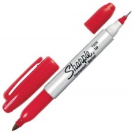 Permanentný popisovač 2v1 červený SHARPIE FINE+ULTRA