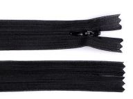 Skrytý špirálový zips 18cm na šaty, sukňu / ČIERNA