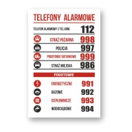 Informačná tabuľa Núdzové telefóny | UV tlač | 20x30cm | PVC 1 mm