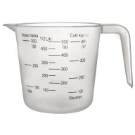 KUCHYŇSKÁ odmerka, hrnček s odmerkou na odmeranie potravinárskych výrobkov, 500 ml