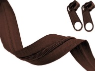 Zips páska 3mm Špirálový zips HNEDÁ 10m + 20 zipsov