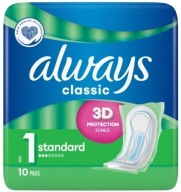 Always Classic Hygienické vložky bez krídel 10 ks